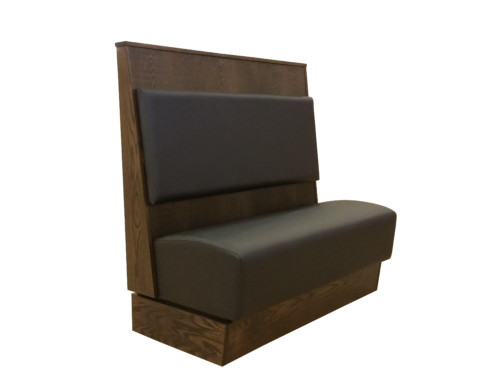 Tall wood booth with removable cushions